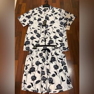 NWT Men’s FRESH Prints of Bel Air Shirt & Short Set Medium